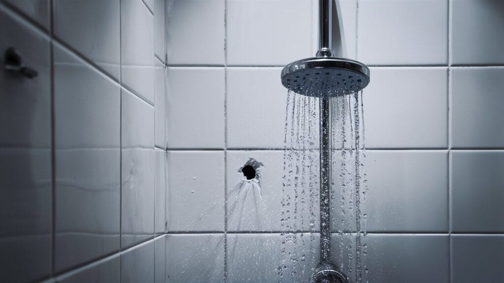 Hole in shower wall