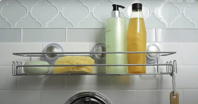 Illustration of suction cup shower caddy