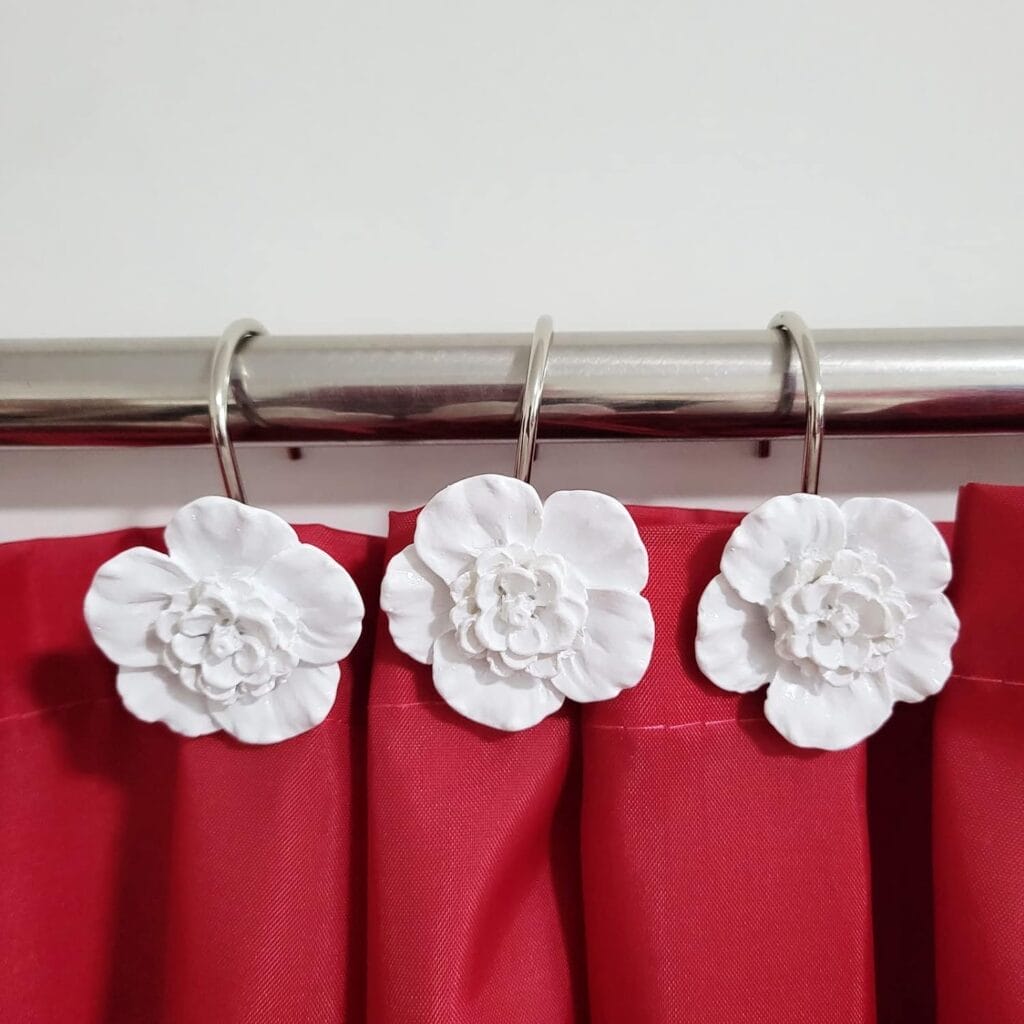 Twofishes White Flower Shower Curtain Hooks